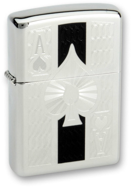 Зажигалка ZIPPO Ace с покрытием High Polish Chrome, латунь/сталь, серебристая, 38x13x57 мм (Серебристый)