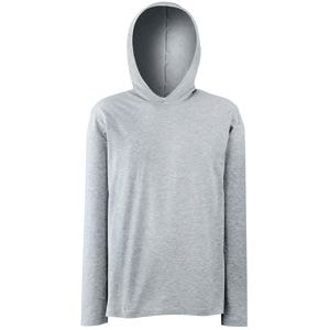 Футболка LONG SLEEVE HOODED T 160 (Серый меланж)