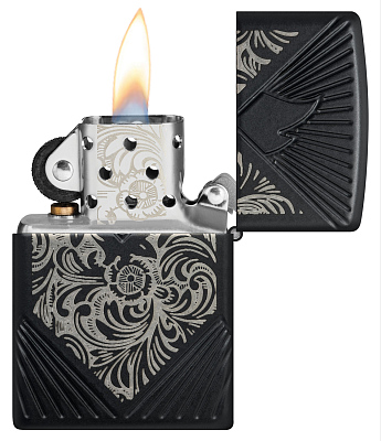 Зажигалка ZIPPO Armor® с покрытием Black Matte, латунь/сталь, чёрная, матовая, 38x13x57 мм