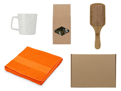 Подарочный набор для ванны с полотенцем, расческой и кружкой (Оранжевый)