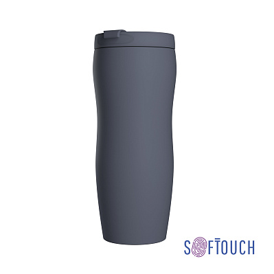 Термостакан "Монтана", покрытие soft touch, 0,4 л., черный  (Серый)