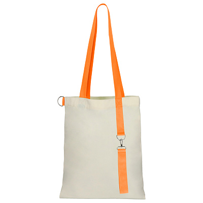 Сумка для покупок White GLOW 325 г/м² с ремувкой, оранжевая (Бежевый/оранжевый)