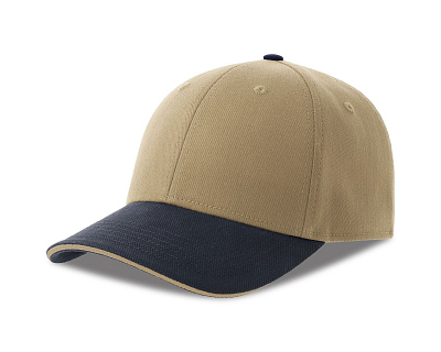 Бейсболка LIBERTY SANDWICH-S 270, 6 клиньев, металлическая застежка (Хаки, темно-синий)