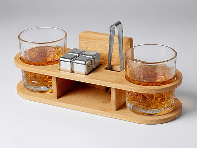 Набор для виски на бамбуковой подставке Boulevardier (Натуральный, прозрачный)