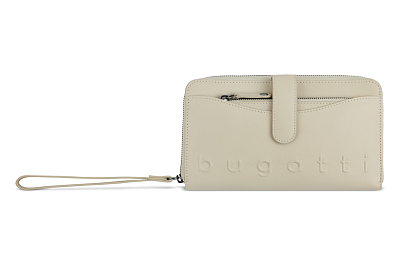 Кошелёк женский BUGATTI Daphne с ключницей, бежевый цвет, воловья кожа/полиэстер, 19х3х11 см