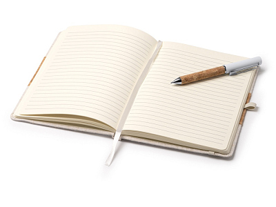 Набор блокнот с ручкой из пробки и хлопка Beret