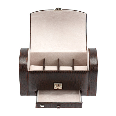 Шкатулка для часов и мужских аксессуаров Jardin D'Ete, цвет коричневый "змея", 26,5 x 13,0 x 13,5 см