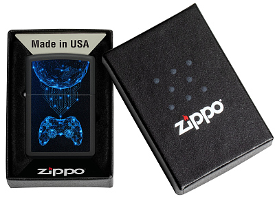 Зажигалка ZIPPO Gaming с покрытием Black Matte, латунь/сталь, черная, матовая, 38x13x57 мм