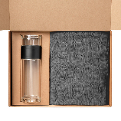 Подарочный набор Terso, Fado, серый (плед, термобутылка)