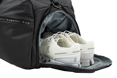 Сумка спортивная BUGATTI Blanc, чёрная, тарпаулин/полиэстер, 52х26х27,5 см