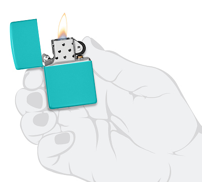 Зажигалка ZIPPO Classic с покрытием Flat Turquoise, латунь/сталь, бирюзовая, глянцевая, 38x13x57 мм