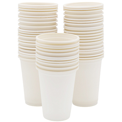 Набор 50 шт стаканов из кукурузного крахмала, 260 мл  (Белый)