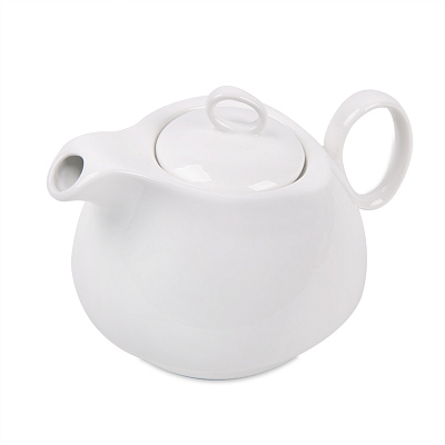 Чайник с кружкой на подставке  "Мила" без упаковки, 21,5х24х12см,500мл и 300мл, фарфор, бамбук