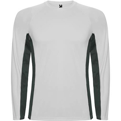 Спортивная футболка SHANGHAI L/S мужская, БИРЮЗОВЫЙ/ТЕМНЫЙ ГРАФИТ L (Белый/Темный графит)