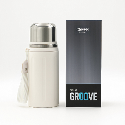 Термос Groove (слоновая кость)