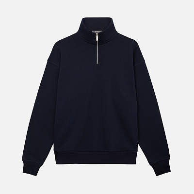 Толстовка на молнии унисекс FLOW, темно-синяя, размер XS/S