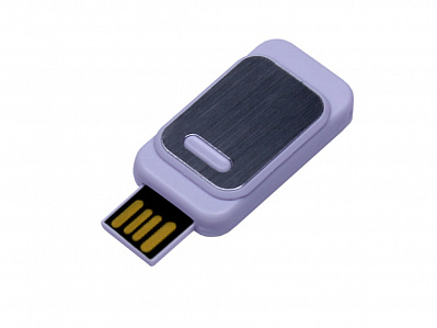 USB 2.0- флешка промо на 64 Гб прямоугольной формы, выдвижной механизм (Белый)