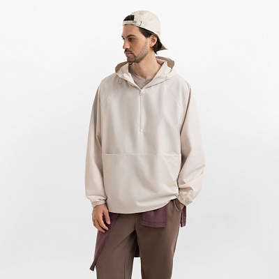 Ветровка (анорак) оверсайз унисекс Риссман (Rissman), бежевая, размер XS/S (Бежевый)