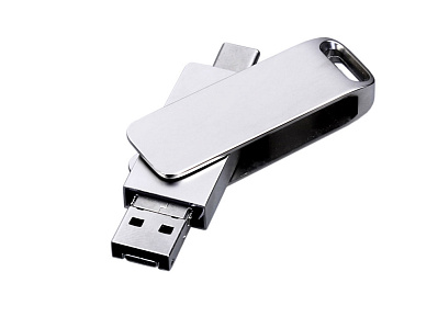 USB 2.0-флешка на 16 Гб 3-в-1 с разъемами Micro USB и USB-C (Серебристый)