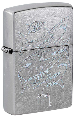 Зажигалка ZIPPO Guy Harvey с покрытием Street Chrome, латунь/сталь, серебристая, 38x13x57 мм