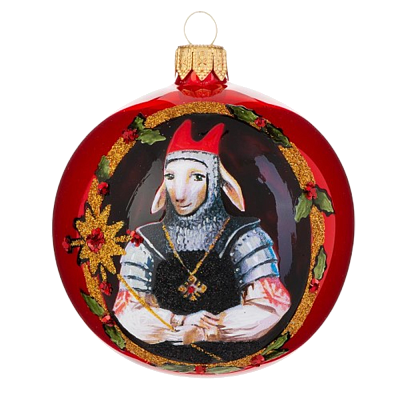 Шар новогодний 8 см, Золотой матовый с серебром (Красный)
