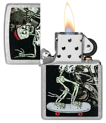 Зажигалка ZIPPO Skateboard Design с покрытием Street Chrome, латунь/сталь, серебристая, 38x13x57 мм