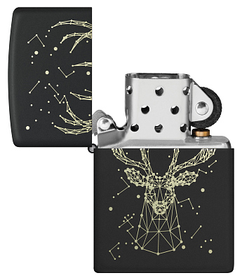 Зажигалка ZIPPO Deer с покрытием Black Matte, латунь/сталь, черная, матовая, 38x13x57 мм