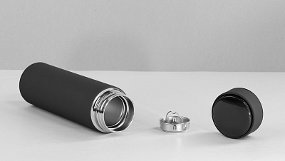 Термос "Бостон next" 500 мл с индикацией температуры, soft touch, сменная батарейка, черный