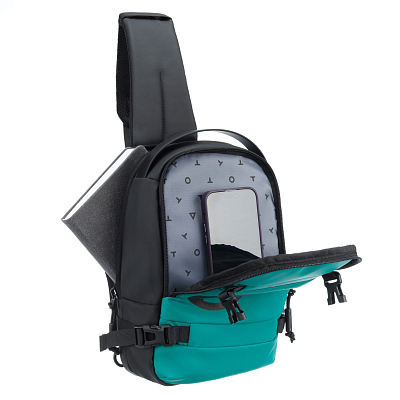 Рюкзак на одно плечо TORBER Xtreme, зелёный/чёрный, 20 х 8 х 31 см, 5л