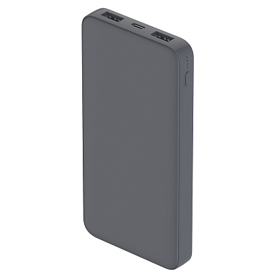 Внешний аккумулятор Polus, 10000 Mah, софт-тач покрытие, серый (Серый.)