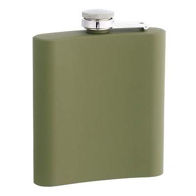 Фляга S.Quire 0,18 л, сталь+прорезиненное покрытие, зеленая
