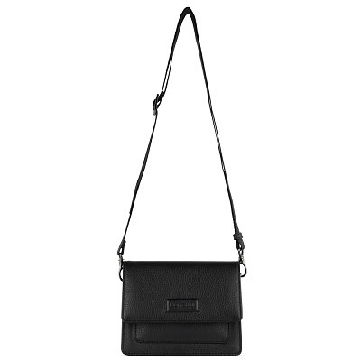 Сумка через плечо женская BUGATTI Elsa, чёрная, воловья кожа/полиэстер, 18,5х8,5х14,5 см