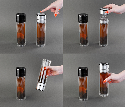 Заварочный термос "Press" 400 мл, серебристый, черный