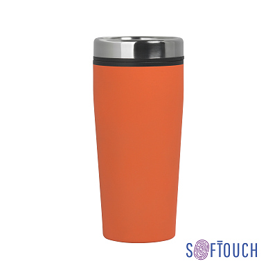 Термостакан "Европа", покрытие soft touch, 0,5 л., синий, оранжевый