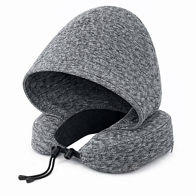 Подушка для путешествий с капюшоном Shon, тёмно-серая