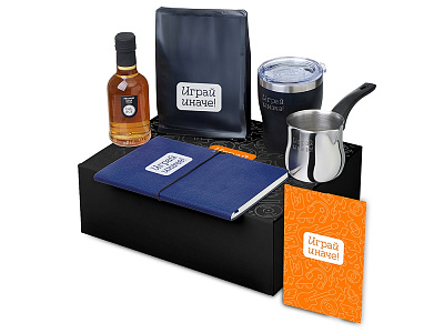 Подарочный набор Re:y. Routine с туркой, термокружкой и кофе (Синий)