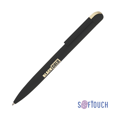 Ручка шариковая "Jupiter", покрытие soft touch  (Черный с золотом)