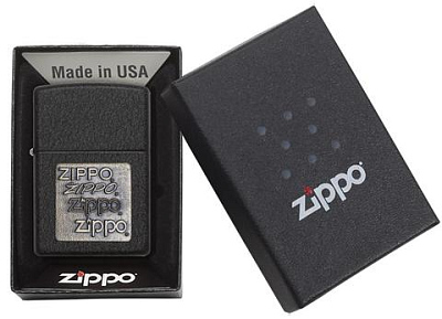 Зажигалка ZIPPO Logo с покрытием Black Crackle™, латунь/сталь, чёрная, матовая, 38x13x57 мм