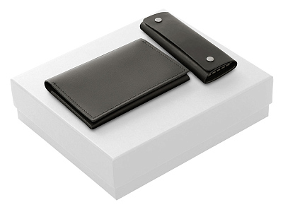 Подарочный набор Long River: обложка для паспорта, ключница (Черный/белый)