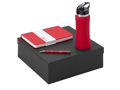 Подарочный набор Color it с блокнотом, металлической ручкой и бутылкой (Красный)
