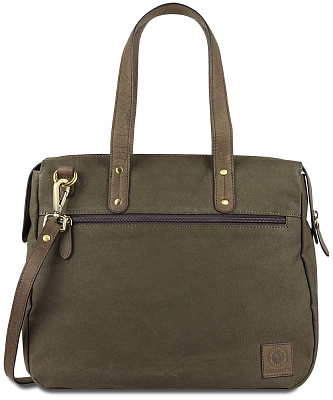 Сумка KLONDIKE DAWSON «Payton», хлопок/натуральная кожа в оливковом цвете, 35,5 x 31 x 11 см