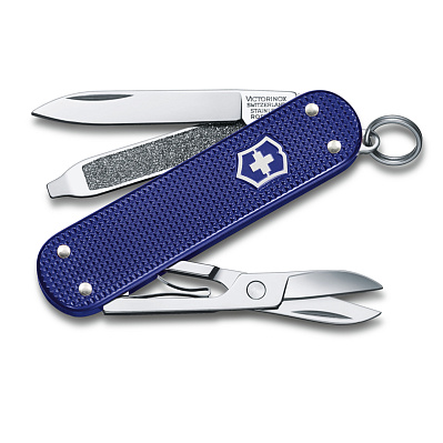 Нож-брелок VICTORINOX Classic SD Alox Colors "Night Dive", 58 мм, 5 функций, фиолетовый (Синий)