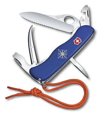 Нож перочинный VICTORINOX Skipper Pro, 111 мм, 12 функций, с фиксатором лезвия, со шнурком  (Синий)