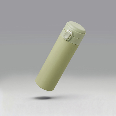 Вакуумная термокружка c кнопкой Guard, soft-touch, 400 мл, тубус (Оливковый)