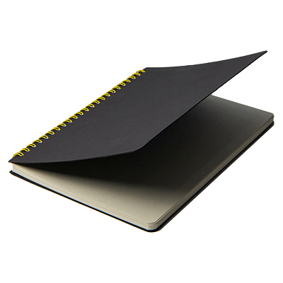 Блокнот на двойной пружине HELIX, 143 х 205 мм, черный с желтым, блок в линейку
