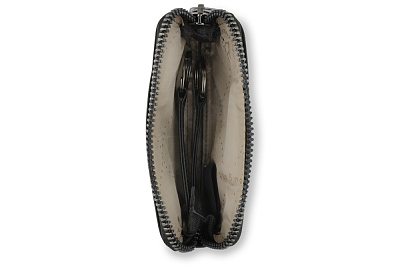 Ключница BUGATTI Bella, чёрная, воловья кожа/полиэстер, 12х1,5х7 см