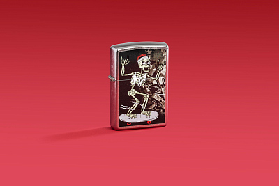 Зажигалка ZIPPO Skateboard Design с покрытием Street Chrome, латунь/сталь, серебристая, 38x13x57 мм