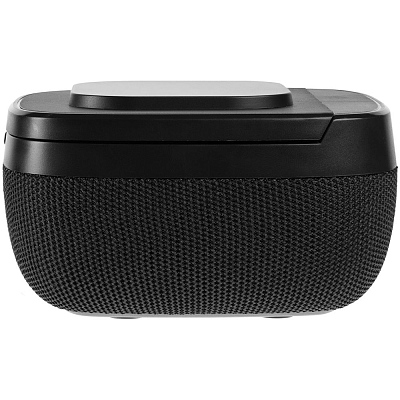 Колонка с беспроводной зарядкой Esca и подсветкой логотипа, черная