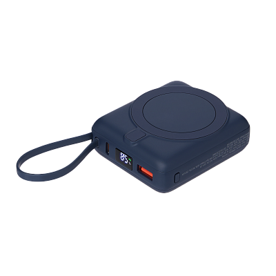 Внешний аккумулятор с подсветкой Риттер PD (Ritter PD) 10000mAh с функцией беспроводной зарядки 15W  (Синий)