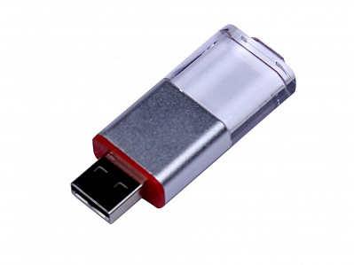 USB 2.0- флешка промо на 64 Гб прямоугольной формы, выдвижной механизм (Красный)